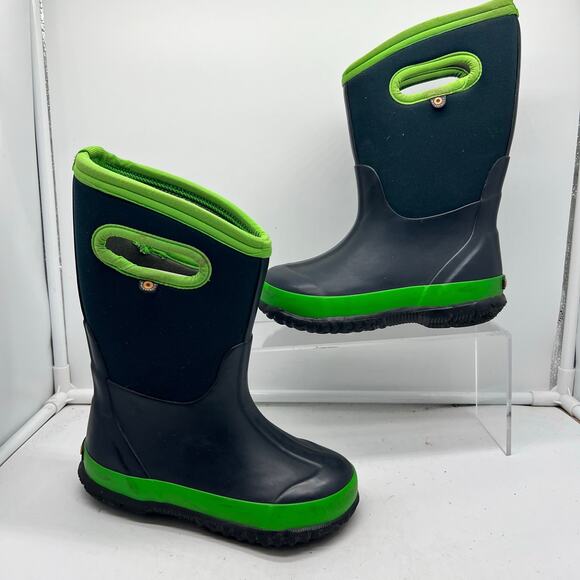 Bogs Snow Boots Kids Youth 12 Classic Handle Pull On Winter Blue Green - Picture 1 of 9